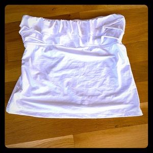 White strapless swim top